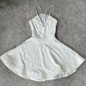 Windsor Lace V-Neck White Mini Dress